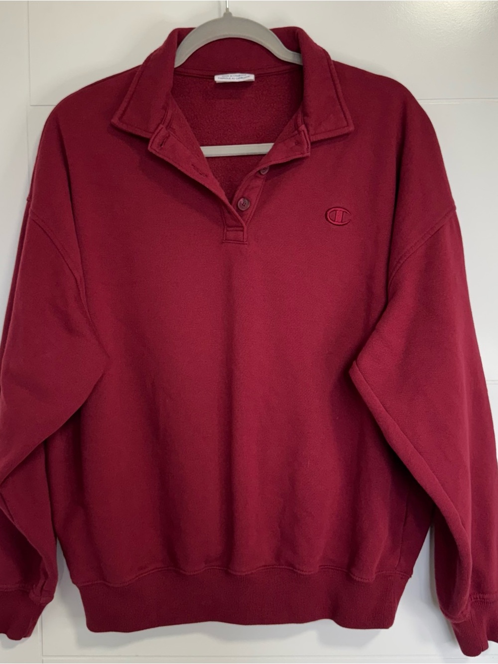 Champion Burgundy Quarter-Snap Crewneck Pullover - Men